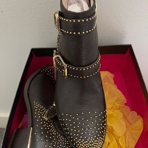Vince Camuto studded ankle boot. Black Leather with Gold studs. Never worn